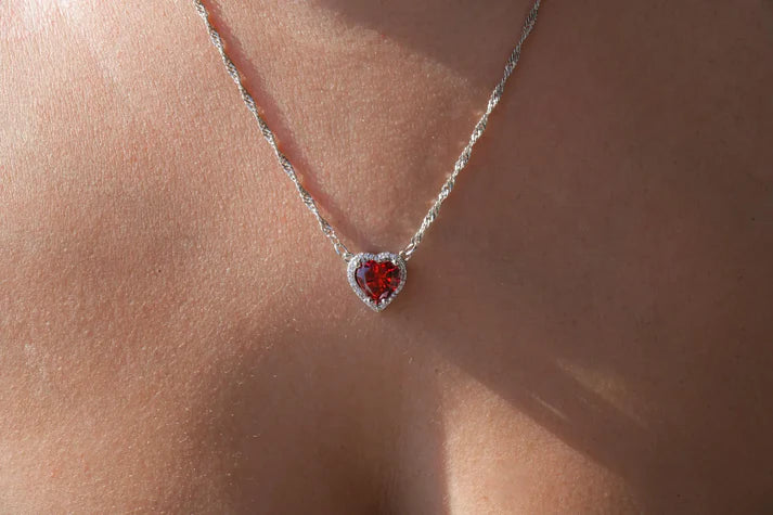 Silver plated heart and sword couple necklace